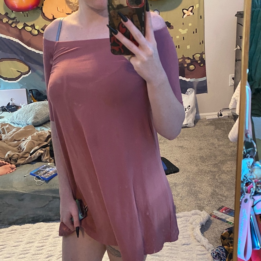 Derek Heart Pink Off-Shoulder Dress